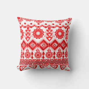 Red tribal, watercolor ethnic pattern. cushion