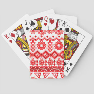 Red tribal, watercolor ethnic pattern. playing cards