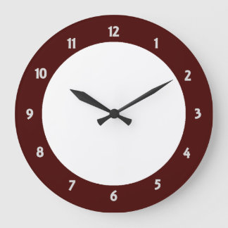 Red Trim White Number Clock Face Modern Clock
