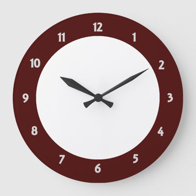 Red Trim White Number Clock Face Modern Clock (Front)