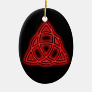 Red Triquetra Glowing Ceramic Tree Decoration