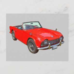Red Triumph Tr4 Convertible Sports Car Postcard