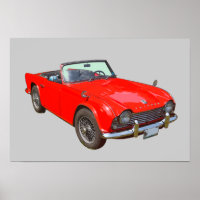 Red Triumph Tr4 Convertible Sports Car