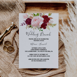 Red Tropical and Romantic Wedding Brunch Invitation