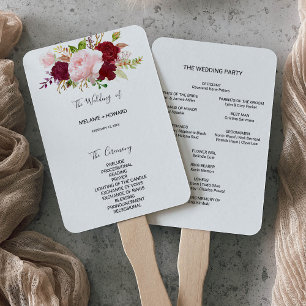 Red Tropical and Romantic Wedding Hand Fan