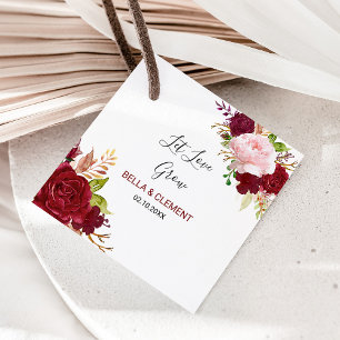 Red Tropical and Romantic Wedding Let Love Grow Favour Tags