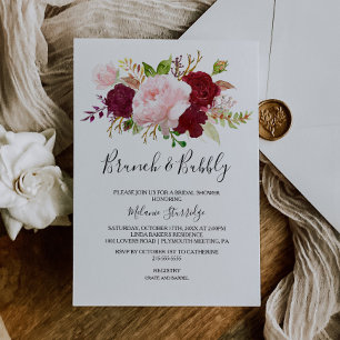 Red Tropical Brunch & Bubbly Bridal Shower Invitation