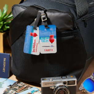 Red Tropical Cocktail Beach Bliss Ocean Vacation Luggage Tag