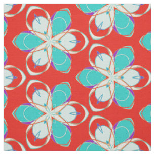 Red Tropical Floral Pattern Fabric