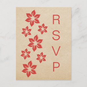 Red Tropical Floral RSVP Postcard