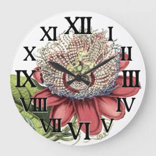 Red Tropical Passionflower Large Clock