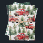 Red Truck and Christmas Trees Plaid Farm Christmas Wrapping Paper Sheet<br><div class="desc">Red Truck and Christmas Trees Plaid Farm Christmas Wrapping Paper Sheets</div>