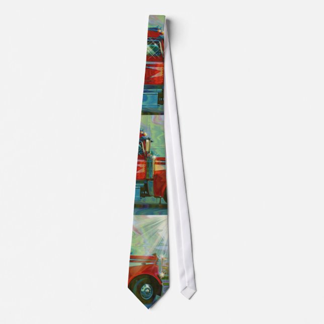 RED TRUCK BIG RIG TRUCKERS Fashion Tie (Front)