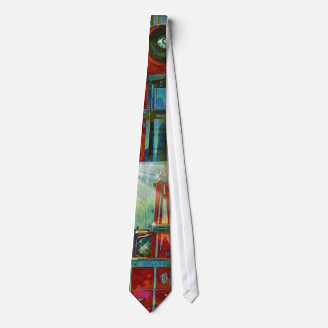 RED TRUCK BIG RIG TRUCKERS Fashion Tie (Front)