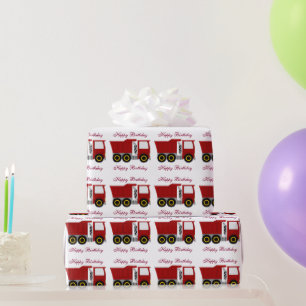 Red Truck Birthday Present Wrapping Paper