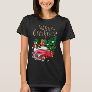 Red Truck Carrying Christmas Tree Family Matching T-Shirt