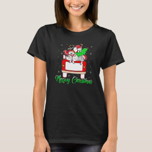 Red Truck Cats Xmas Tree Santa Meowy Cat Christmas T-Shirt