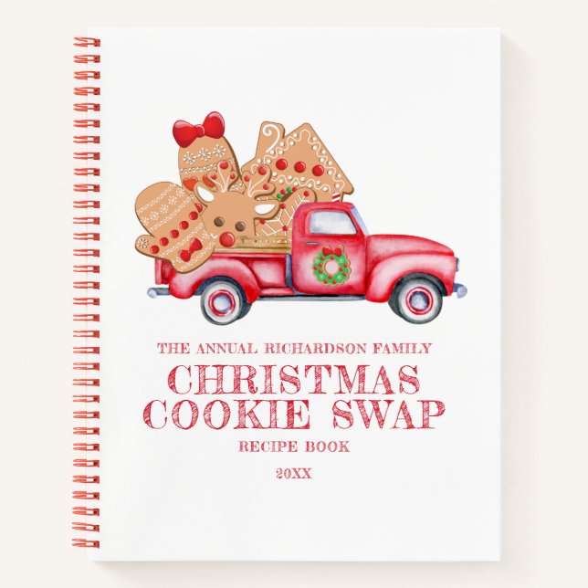 Red Truck Christmas Cookie Swap Recipe Book (Front)