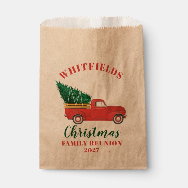 Red Truck Christmas Family Reunion Custom Favour Bags (Front)