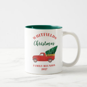 Red Truck Christmas Family Reunion Custom Two-Tone Coffee Mug