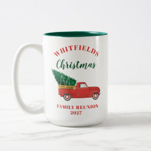 Red Truck Christmas Family Reunion Custom Two-Tone Coffee Mug