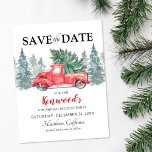 Red Truck Christmas Holiday Party Save the Date Announcement Postcard<br><div class="desc">Rustic watercolor save the date xmas postcards featuring a simple white background,  watercolor spruce trees,  a vintage red truck,  a xmas tree,  and a traditional save the date party template that is easy to personalise.</div>