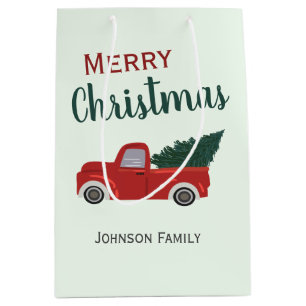Red truck Christmas Medium Gift Bag