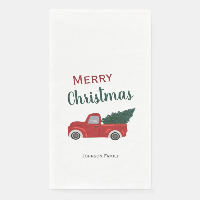 Red Truck Christmas Napkins (Front)