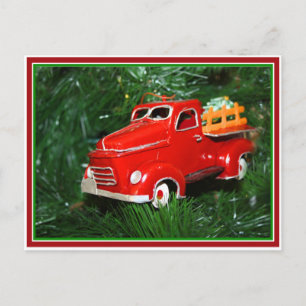 Red Truck Christmas Ornament (4) Holiday Postcard