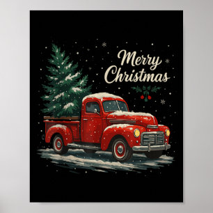 Red Truck Christmas Pajamas Shirt, Xmas Family Mat Poster