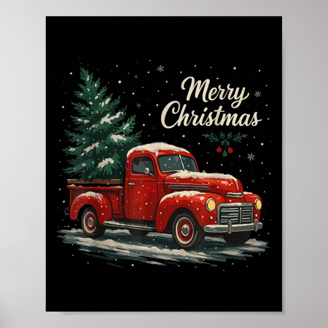 Red Truck Christmas Pajamas Shirt, Xmas Family Mat Poster (Front)