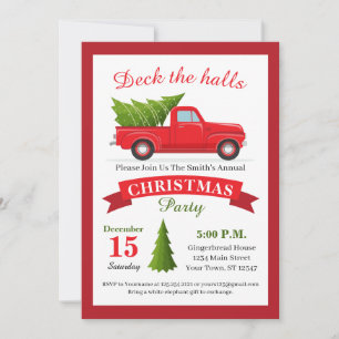 Red Truck Christmas Party Invitation
