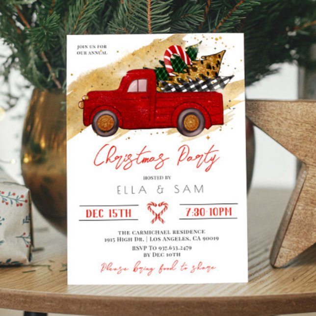 Red Truck Christmas Party Invitation (Creator Uploaded)