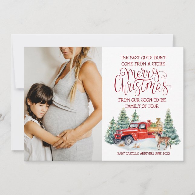 Red Truck | Christmas Pregnancy Announcement (Front)