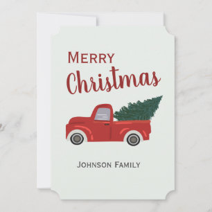Red truck Christmas tree Card