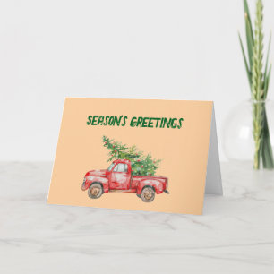 Red Truck Christmas Tree Folded Holiday Card