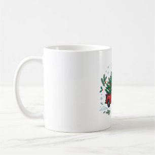 Red Truck Christmas Tree Retro Holiday Art Coffee Mug