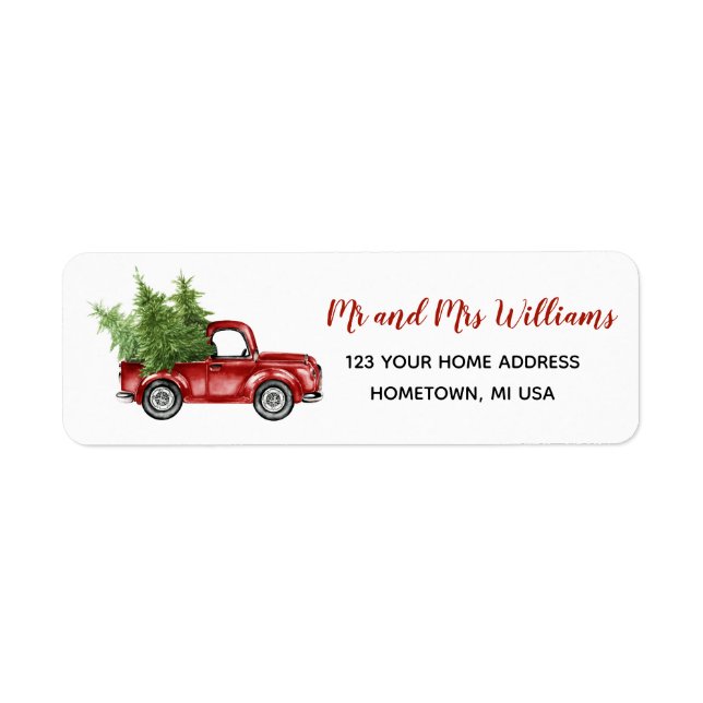 Red Truck Christmas Tree Return Address (Front)