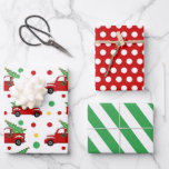 Red Truck Christmas Tree Wrapping Paper Set<br><div class="desc">A cute custom designed vintage red truck hauling a fully decorated for Christmas tree.</div>