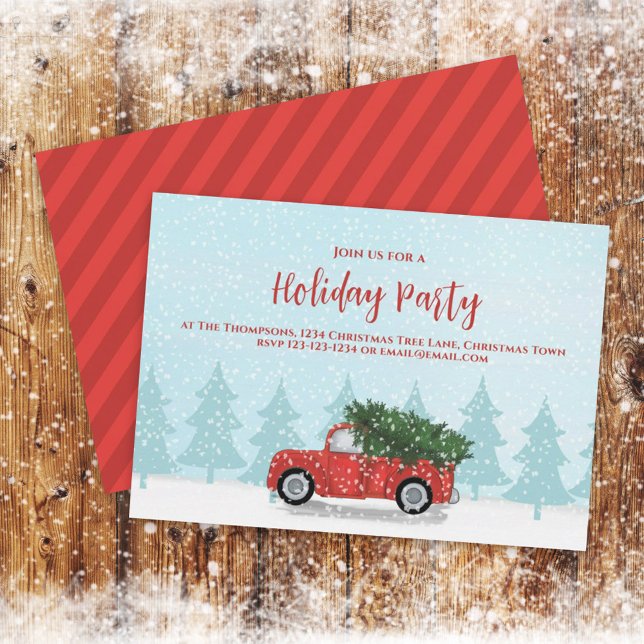 Red Truck Classic Holiday Party Invitation (Creator Uploaded)