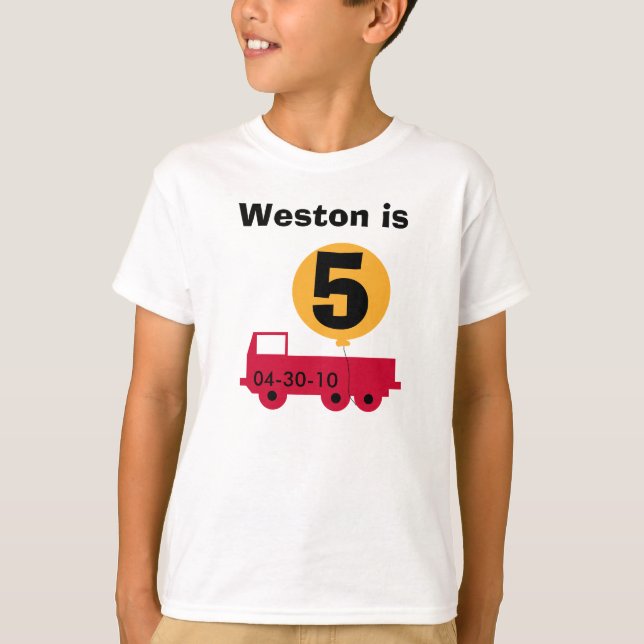 Red Truck Customisable Birthday Tshirts (Front)