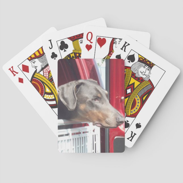 Red Truck Doberman Playing Cards (Back)