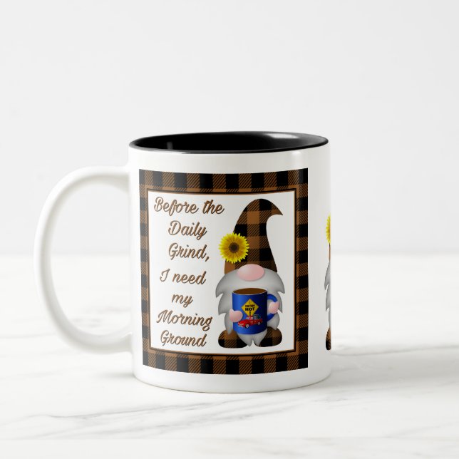 Red Truck Gnome Coffee Two-Tone Coffee Mug (Left)