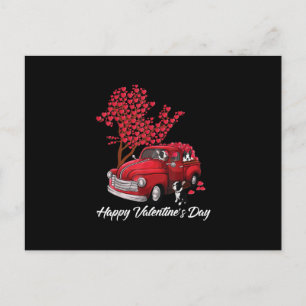 Red Truck Happy Valentines Day Boston Terrier Dog Holiday Postcard