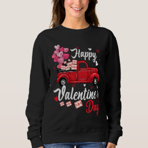 Red Truck Happy Valentines Day  Couple Matching Sweatshirt