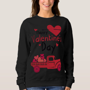 Red Truck Happy Valentine's Day Couple Matching Sweatshirt