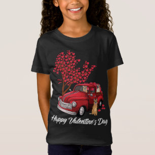Red Truck Happy Valentines Day German Shepherd dog T-Shirt