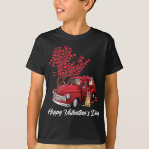 Red Truck Happy Valentines Day German Shepherd dog T-Shirt