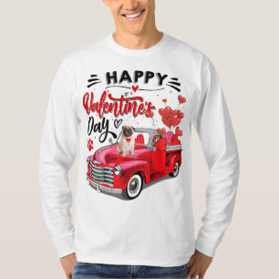 Red Truck Happy Valentine's Day Pub Dog Hearts T-Shirt