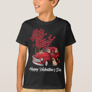 Red Truck Happy Valentines Day Pug dog lover heart T-Shirt